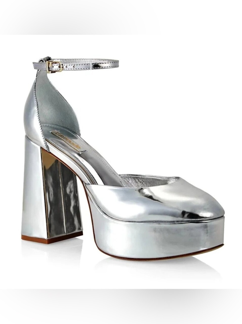 Never Worn! Larroude Ari Pump In Silver Specchio size 7.5